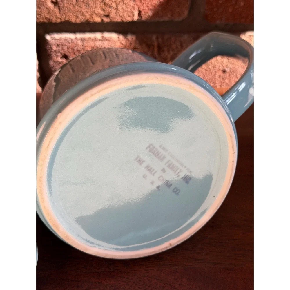 Vintage Hall China Forman Family Powder Blue Cozy Teapot Chrome Cover 1950s